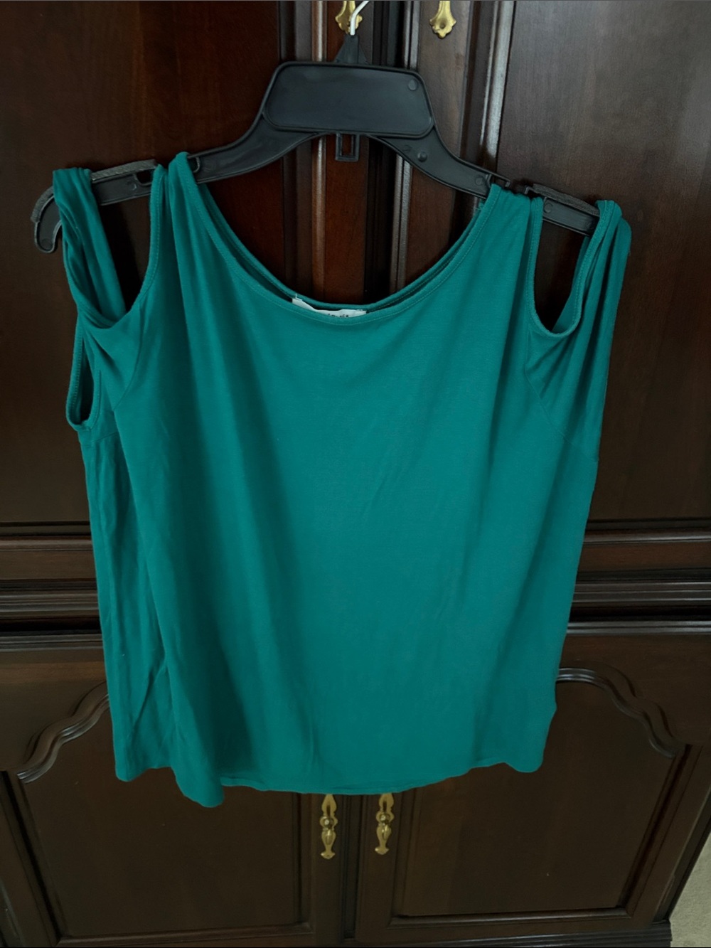 White House Black Market Teal Cold-Shoulder Tee Top